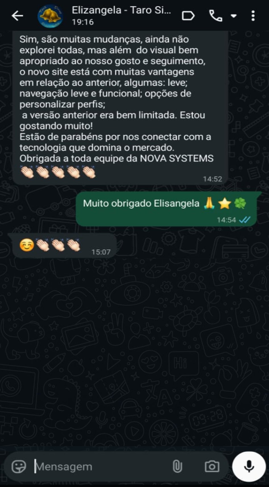 Depoimentos Sistema Nova Systems para Tarot e Terapias